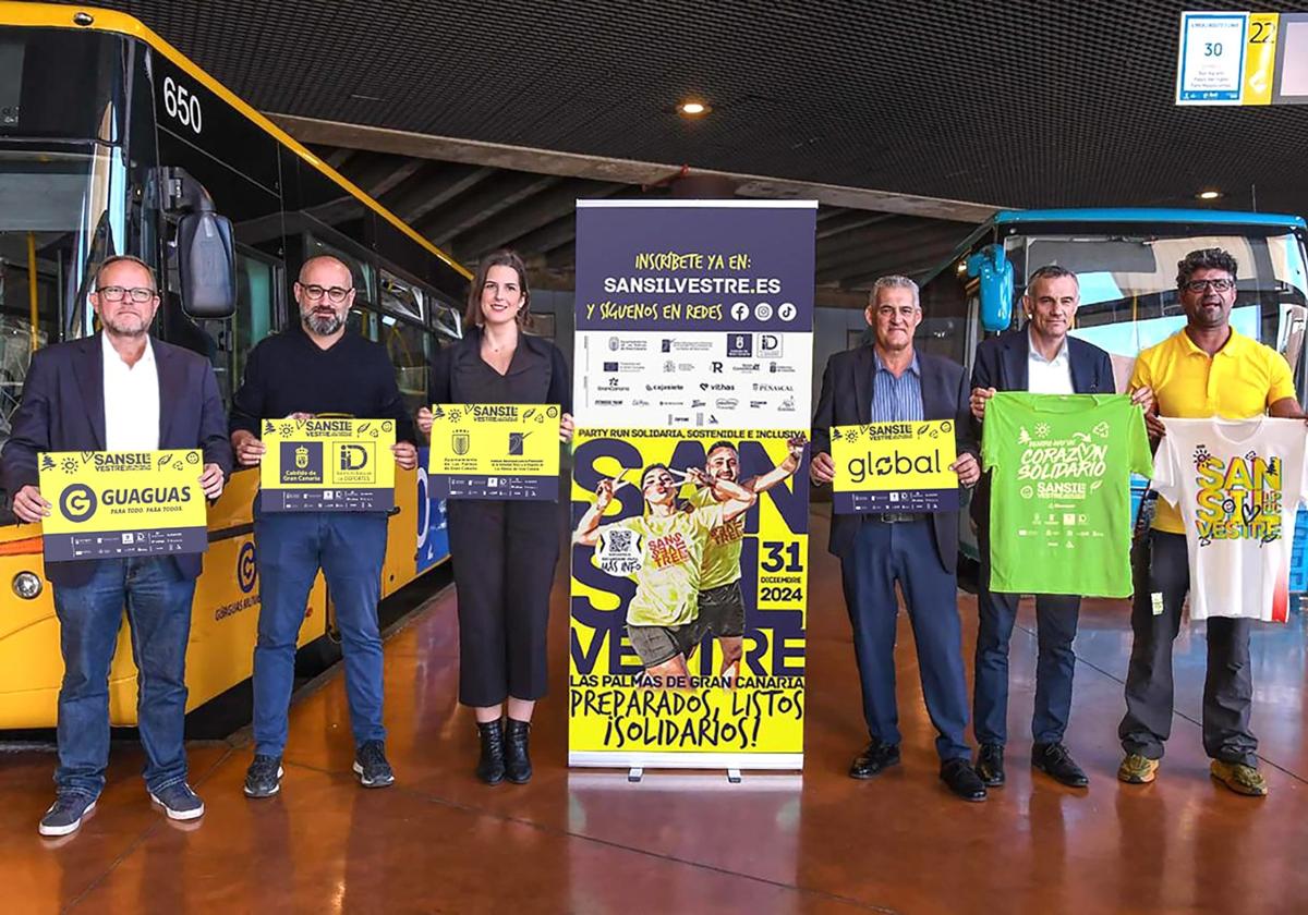 Guaguas y Global llevan gratis a los participantes solidarios de la San Silvestre 2024