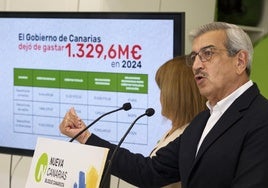 El presidente de NC, Román Rodríguez, este lunes en rueda de prensa.