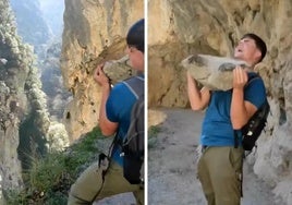 Polémico vídeo en la ruta del Cares: un joven tira una piedra enorme al vacío entre risas