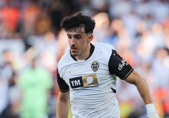 Diego López, durante el partido del Valencia en Mestalla.