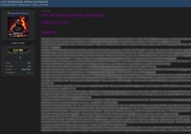 Imagen pixelada de los datos que los piratas aseguran haber robado de la Lista Robinson