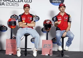 Marc Márquez y Francesco Bagnaia, en el circuito de Jerez.